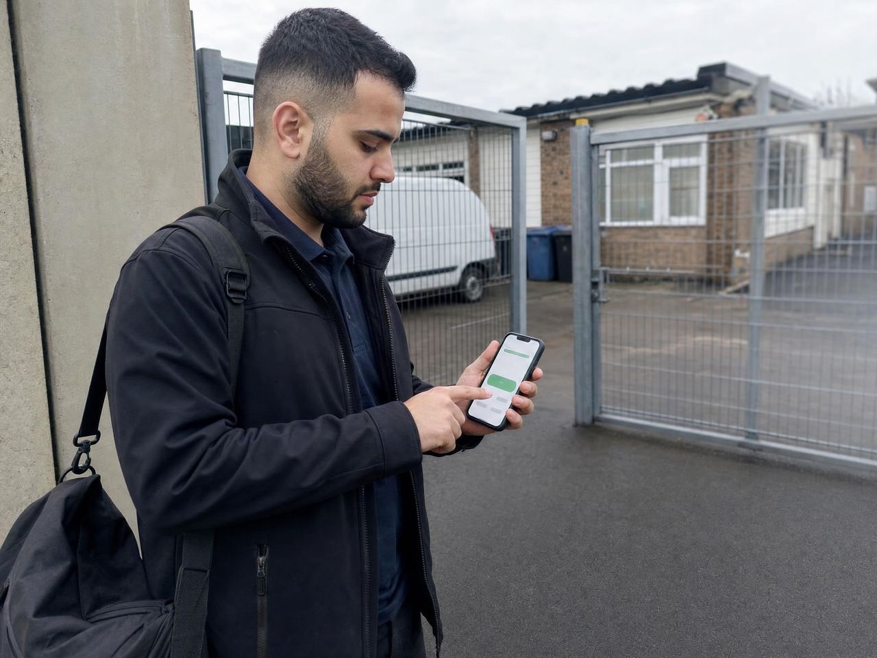 Worker clocking in on the Glix app on arrival at a client site